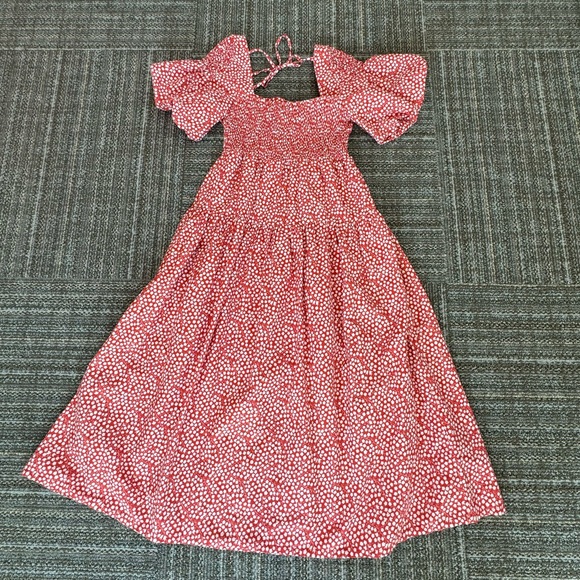 By Anthropologie | Puff-Sleeve Smocked Poplin Midi Dress NWT - Picture 8 of 8